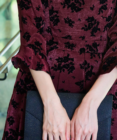 【安田美沙子さん着用 / 新色追加】 フラワーフロッキーワンピース