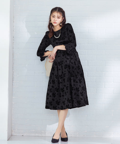 【安田美沙子さん着用 / 新色追加】 フラワーフロッキーワンピース