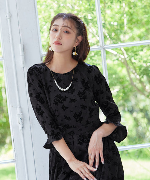 【安田美沙子さん着用 / 新色追加】 フラワーフロッキーワンピース