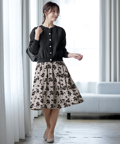 【安田美沙子さん着用 / 新色追加】 フラワーフロッキーワンピース