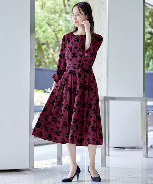 【安田美沙子さん着用 / 新色追加】 フラワーフロッキーワンピース