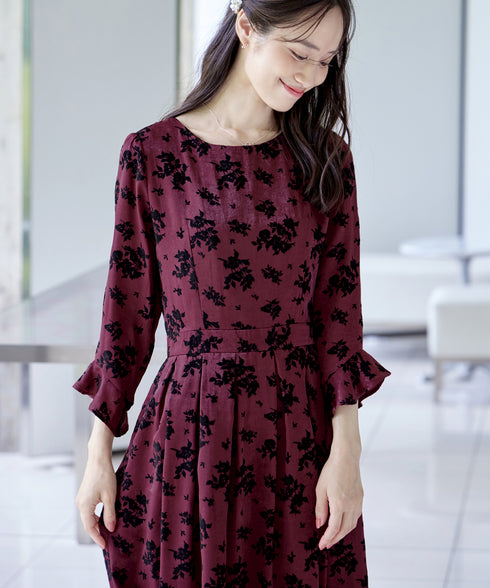 【安田美沙子さん着用 / 新色追加】 フラワーフロッキーワンピース