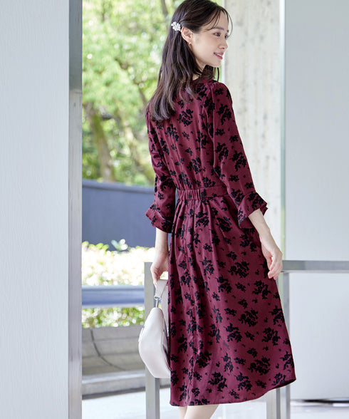 【安田美沙子さん着用 / 新色追加】 フラワーフロッキーワンピース