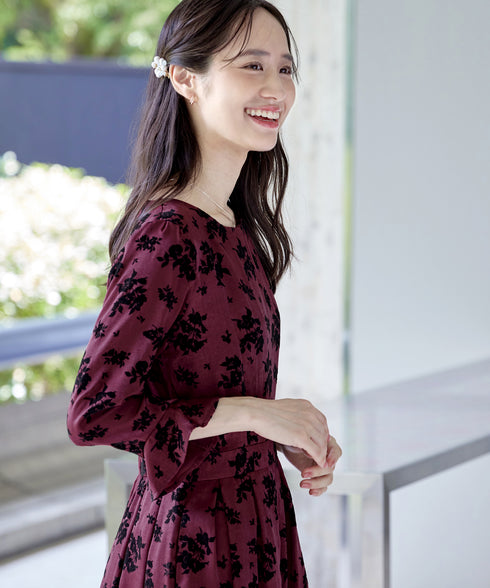 【安田美沙子さん着用 / 新色追加】 フラワーフロッキーワンピース