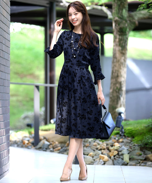 【安田美沙子さん着用 / 新色追加】 フラワーフロッキーワンピース