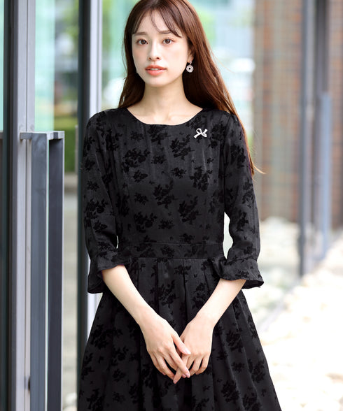 【安田美沙子さん着用 / 新色追加】 フラワーフロッキーワンピース