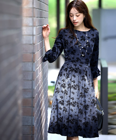 【安田美沙子さん着用 / 新色追加】 フラワーフロッキーワンピース