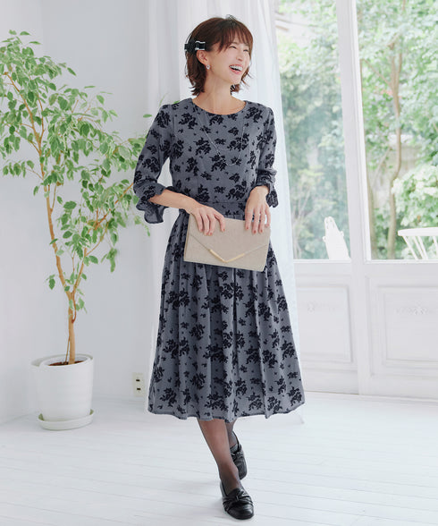 【安田美沙子さん着用 / 新色追加】 フラワーフロッキーワンピース