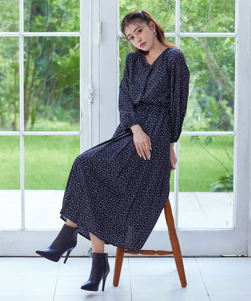 【新色追加】 パフスリーブプリーツワンピース