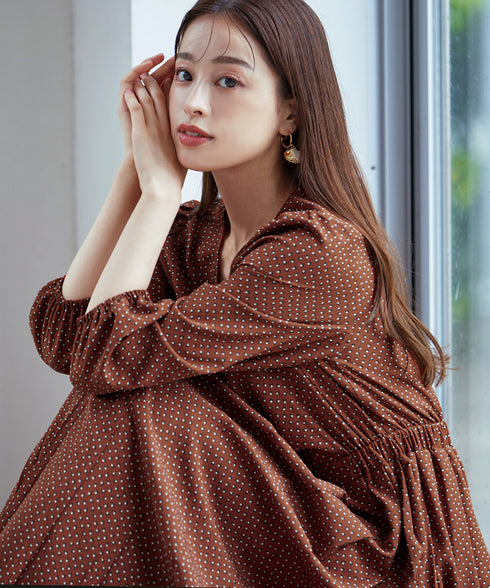 【新色追加】 パフスリーブプリーツワンピース