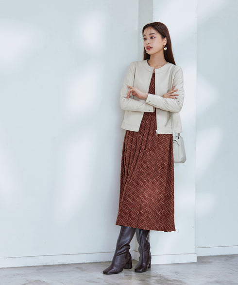 【新色追加】 パフスリーブプリーツワンピース