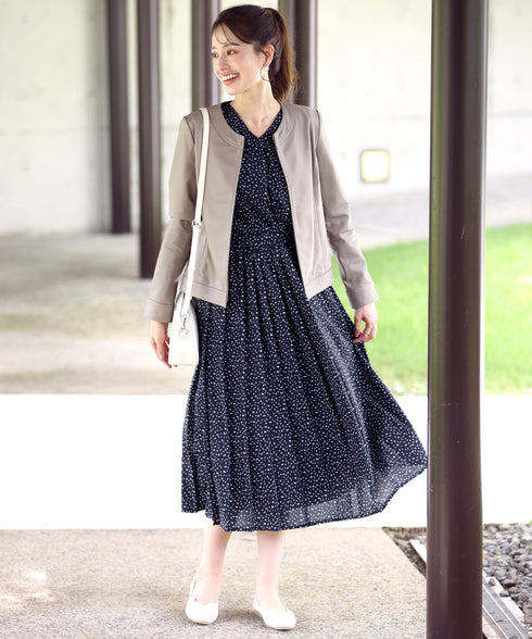 【新色追加】 パフスリーブプリーツワンピース