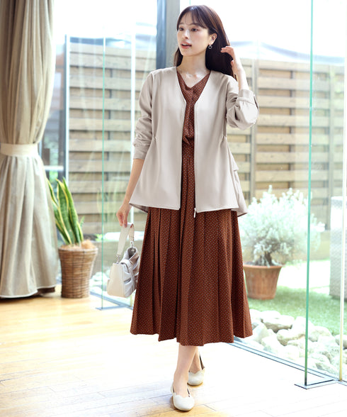 【新色追加】 パフスリーブプリーツワンピース