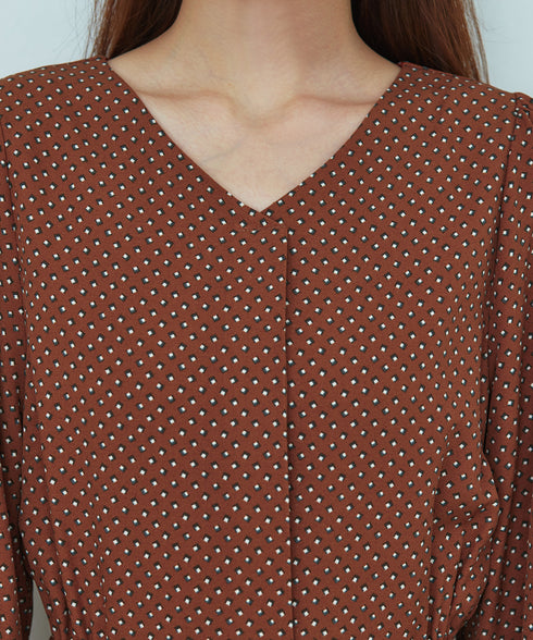 【新色追加】 パフスリーブプリーツワンピース