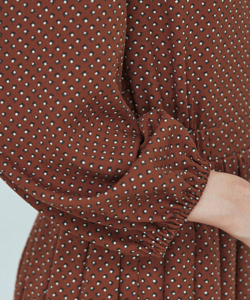 【新色追加】 パフスリーブプリーツワンピース