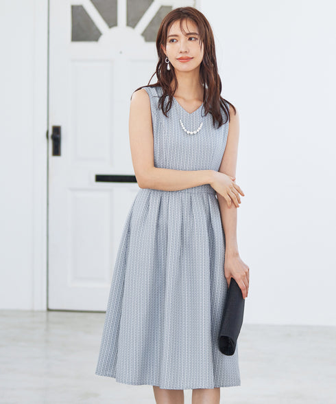 【アウトレット】ツイードタックワンピース