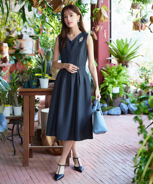 【アウトレット】ツイードタックワンピース