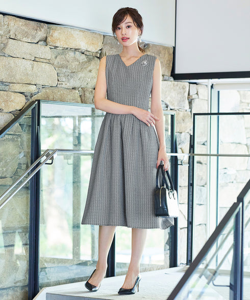 【アウトレット】ツイードタックワンピース