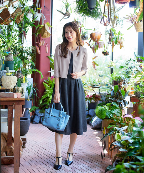 【アウトレット】ツイードタックワンピース