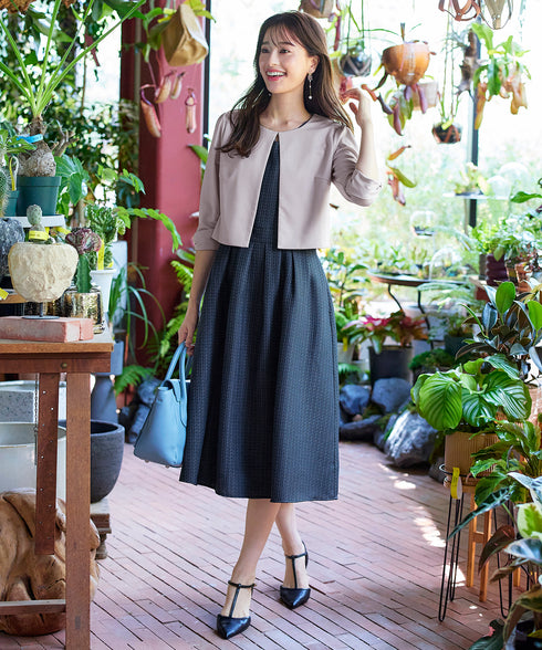 【アウトレット】ツイードタックワンピース