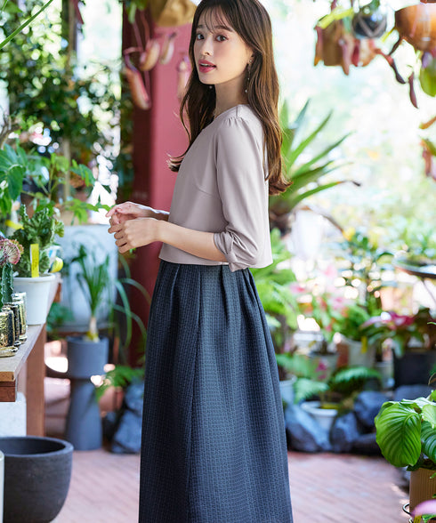 【アウトレット】ツイードタックワンピース