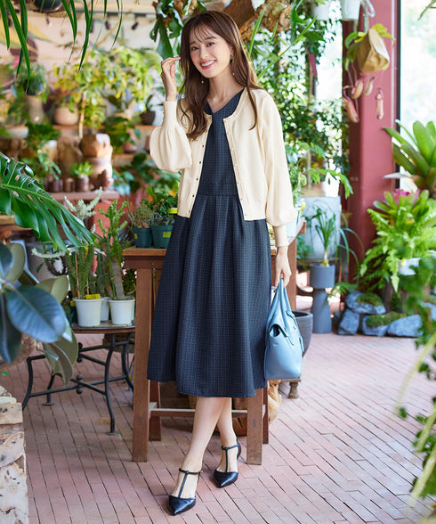 【アウトレット】ツイードタックワンピース