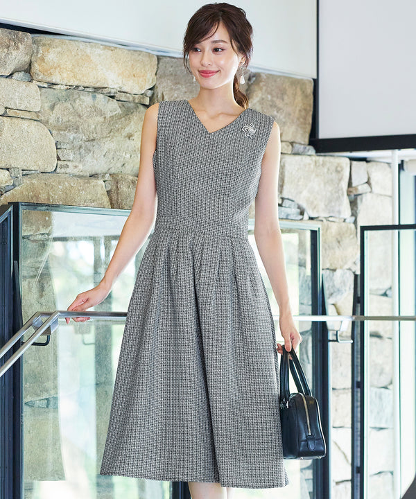 【アウトレット】ツイードタックワンピース