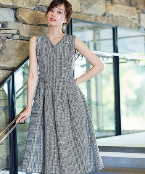 【アウトレット】ツイードタックワンピース