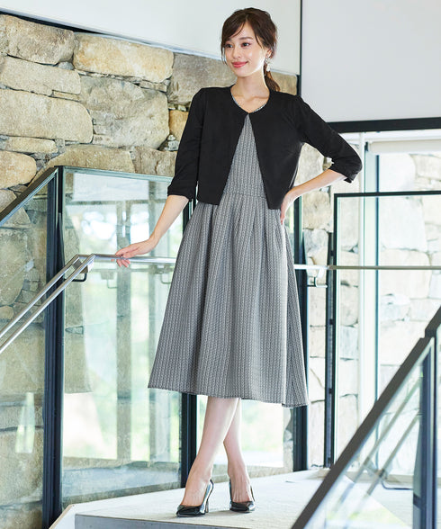 【アウトレット】ツイードタックワンピース