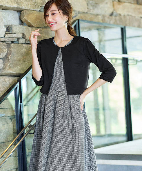 【アウトレット】ツイードタックワンピース