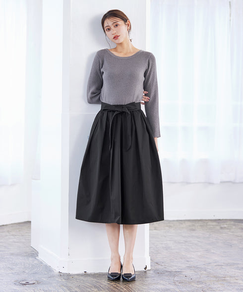 【アウトレット】タフタスカートドッキングワンピース