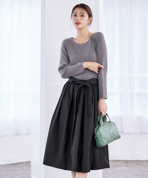 【アウトレット】タフタスカートドッキングワンピース
