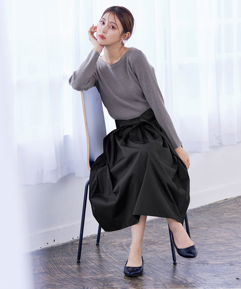 【アウトレット】タフタスカートドッキングワンピース