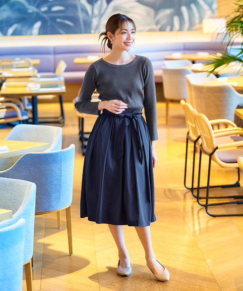 【アウトレット】タフタスカートドッキングワンピース