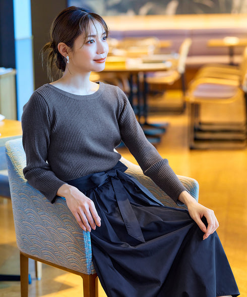 【アウトレット】タフタスカートドッキングワンピース