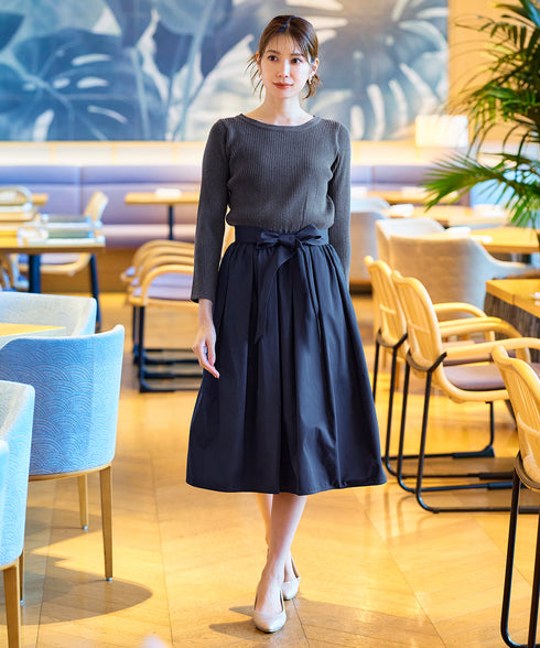 【アウトレット】タフタスカートドッキングワンピース