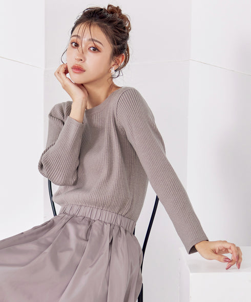 【アウトレット】タフタスカートドッキングワンピース