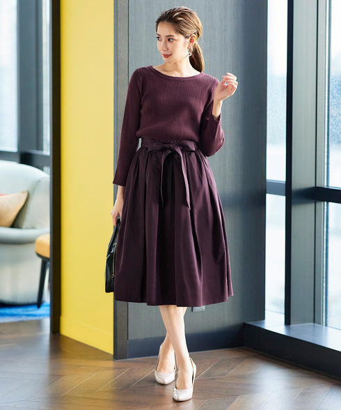 【アウトレット】タフタスカートドッキングワンピース