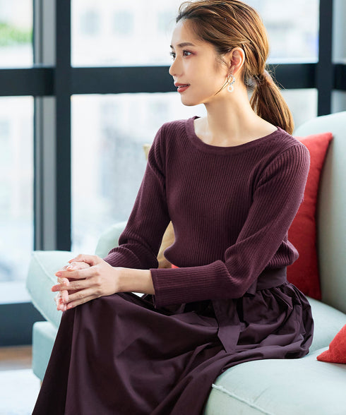 【アウトレット】タフタスカートドッキングワンピース