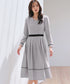 配色パイピングフレアワンピース