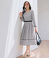 配色パイピングフレアワンピース
