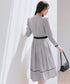 配色パイピングフレアワンピース