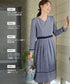 配色パイピングフレアワンピース