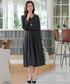 配色パイピングフレアワンピース