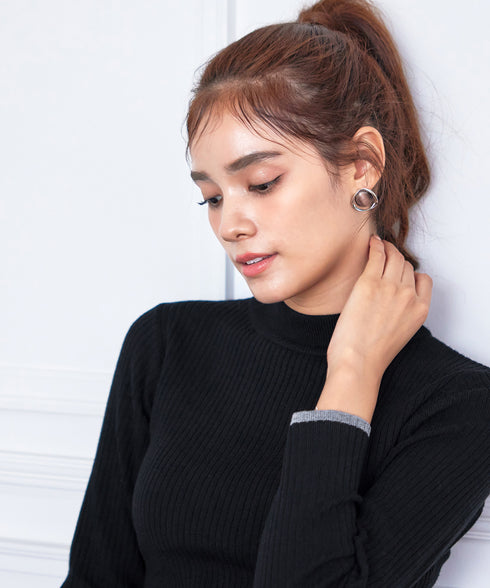 【アウトレット】千鳥柄ニットプリーツワンピース