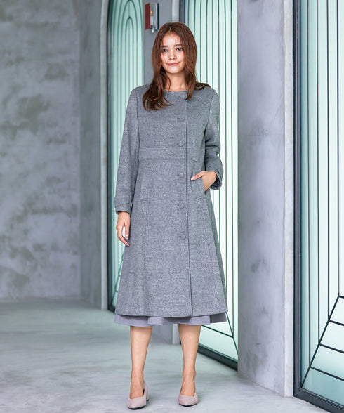 ベルト付キーネックポケットワンピース