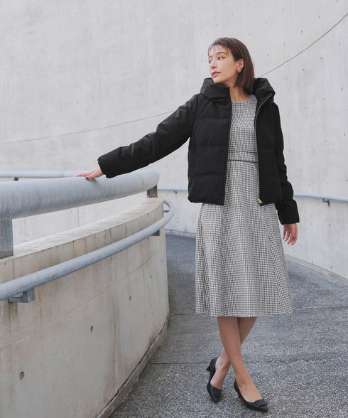 ツイード配色フレアワンピース