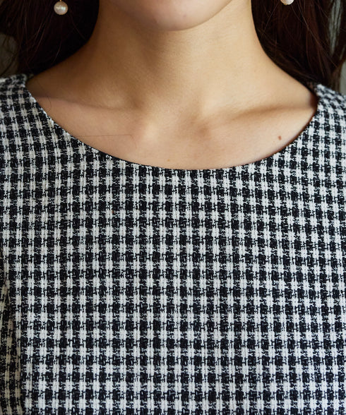 ツイード配色フレアワンピース