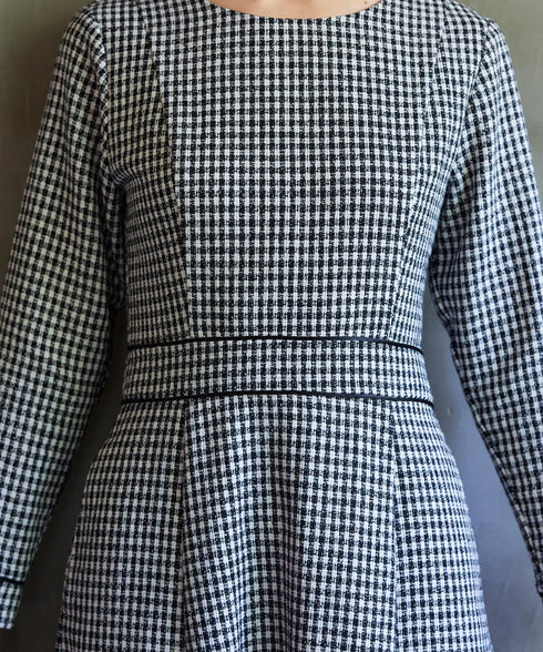 ツイード配色フレアワンピース