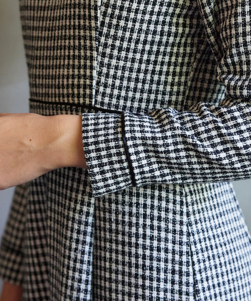 ツイード配色フレアワンピース